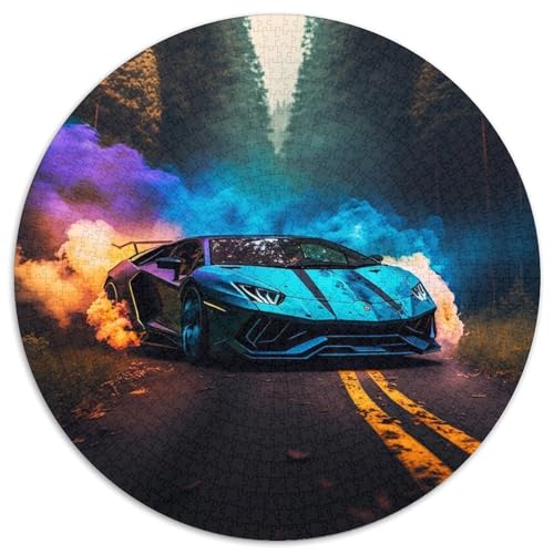 Puzzle für Erwachsene 1000 Teile, Sportwagen, 1000 Teile, rundes Puzzle, Geschenke, interaktives Familienspiel, Denksportgeschenk, Lernspielzeug, 67,5 x 67,5 cm von LiJianXXE