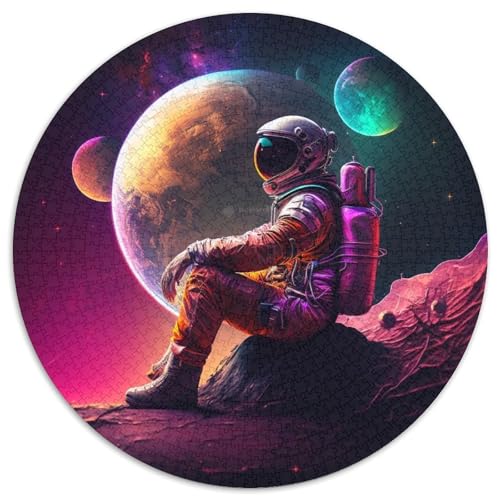 Puzzle für Erwachsene 1000 Teile, Universum, Planet, Astronaut, 1000 Teile, rundes Puzzle, Geschenke, interaktives Familienspiel, Denksportgeschenk, Lernspielzeug, 67,5 x 67,5 cm von LiJianXXE