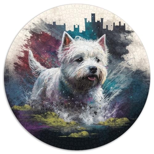 Puzzle für Erwachsene 1000 West Highland White Terrier 1000-teiliges rundes Puzzle, hochschwieriges Denkspiel für Teenager, 67,5 x 67,5 cm Puzzle für Erwachsene 1000 West Highland White Terrier 1000-teiliges rundes Puzzle, hochschwieriges Denkspiel für Teenager, 67,5 x 67,5 cm von LiJianXXE