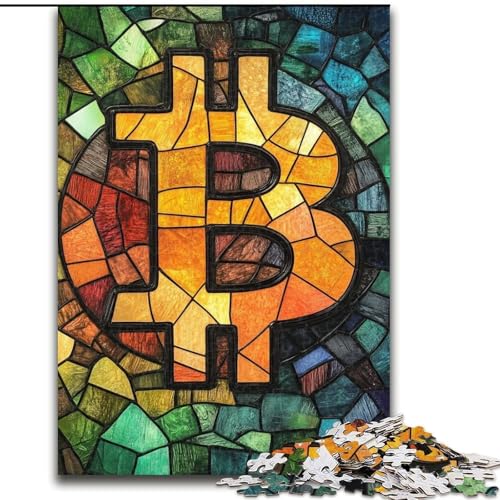 Puzzle für Erwachsene mit 1000 Teilen, Buntglas-Bitcoin, Lernspiele, Heimdekoration, ganze Familie (Größe 26x38cm) von LiJianXXE