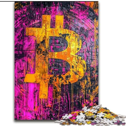 Puzzle für Erwachsene mit 1000 Teilen, Graffiti-Bitcoin, Lernspiele, Heimdekoration, ganze Familie (Größe 50x75cm) von LiJianXXE
