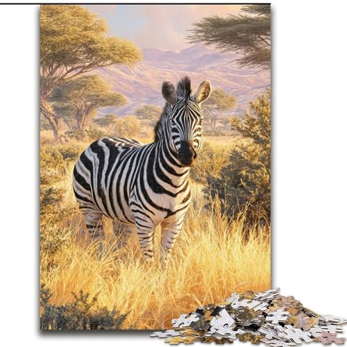 Puzzle für Erwachsene mit 1000 Teilen, Graslandzebra, Lernspiele, Heimdekoration, ganze Familie (Größe 26x38cm) von LiJianXXE