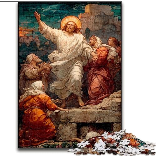 Puzzle für Erwachsene mit 1000 Teilen, Jesus aus Buntglas, Lernspiele, Heimdekoration, ganze Familie (Größe 26x38cm) von LiJianXXE