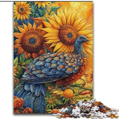 Puzzle für Erwachsene mit 1000 Teilen, Pfau und Sonnenblume, Lernspiele, Heimdekoration, ganze Familie (Größe 50x75cm) von LiJianXXE