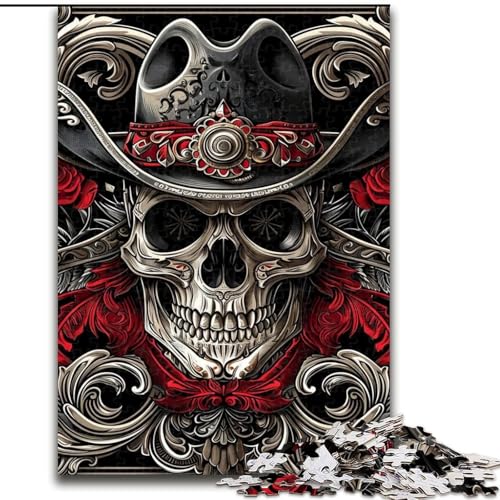 Puzzle für Erwachsene mit 1000 Teilen, Totenkopf-Cowboy, Lernspiele, Heimdekoration, ganze Familie (Größe 26x38cm) von LiJianXXE