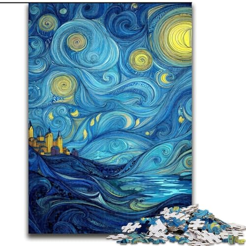 Puzzle für Erwachsene mit 1000 Teilen, Van Goghs Nachthimmel, Lernspiele, Heimdekoration, ganze Familie (Größe 26x38cm) von LiJianXXE