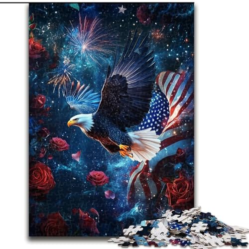 Puzzle für Erwachsene mit 1000 Teilen, amerikanische Flagge und Adler, Lernspiele, Heimdekoration, ganze Familie (Größe 50x75cm) von LiJianXXE