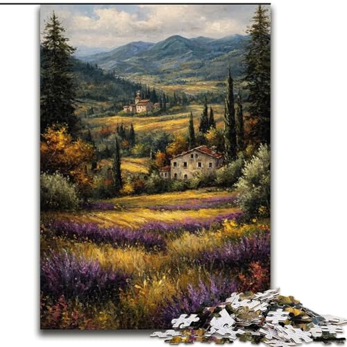 Puzzle für Erwachsene mit 1000 Teilen, französische Provence-Länder, Lernspiele, Heimdekoration, ganze Familie (Größe 50x75cm) von LiJianXXE