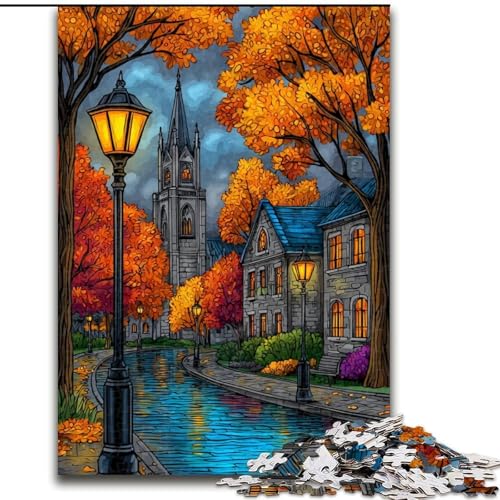 Puzzle für Erwachsene mit 1000 Teilen, herbstliche Stadtlandschaft, Lernspiele, Heimdekoration ganze Familie (Größe 50x75cm) von LiJianXXE