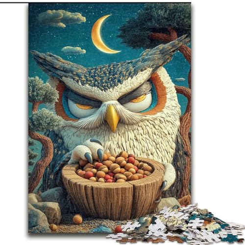 Puzzle für Erwachsene mit 1000 Teilen, schlafende Eule, Lernspiele, Heimdekoration, ganze Familie (Größe 26x38cm) von LiJianXXE