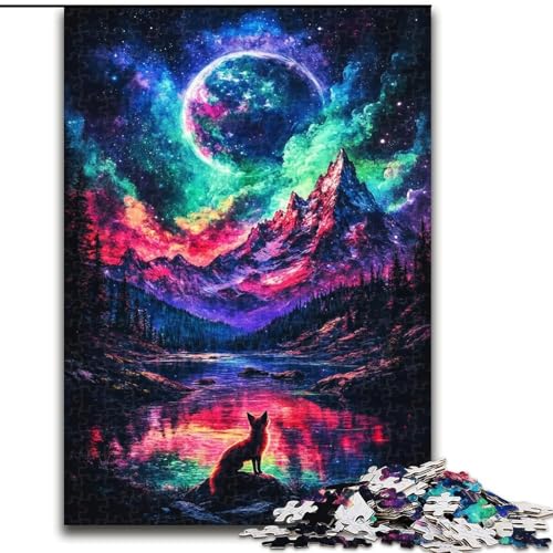 Puzzle für Erwachsene mit 1000 Teilen Fuchs unter dem Planeten, Lernspiele, Heimdekoration, ganze Familie (Größe 26x38cm) von LiJianXXE