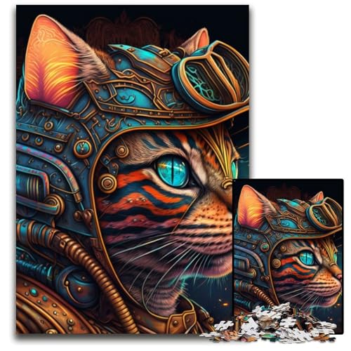 Puzzle für Erwachsene mit Katze mit Helm, 1000 Teile, anspruchsvolle Puzzles, Teenager, Paare und Freunde zum Geburtstag, Weihnachten, 26x38cm/10,23x14,96 Zoll von LiJianXXE