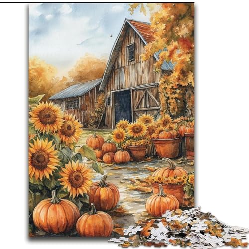 Puzzle für Erwachsene und Jugendliche, Bauernhof, Kürbis, Sonnenblume, für 14+, anspruchsvolles Spiel als Geschenk für die ganze Familie und Freunde (Größe 26x38cm) von LiJianXXE