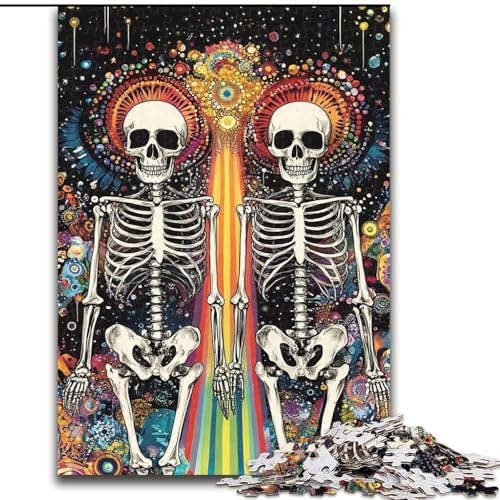 Puzzle für Erwachsene und Jugendliche, Farbiger Totenkopf, für 14+, anspruchsvolles Spiel als Geschenk für die ganze Familie und Freunde (Größe 26x38cm) von LiJianXXE