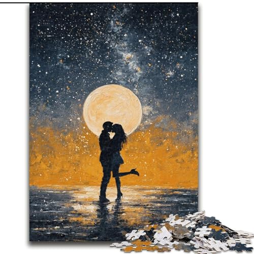 Puzzle für Erwachsene und Jugendliche, Paar unter dem Mond, für 14+, anspruchsvolles Spiel als Geschenk für die ganze Familie und Freunde (Größe 26x38cm) von LiJianXXE