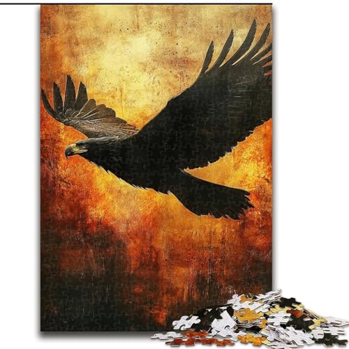 Puzzle für Erwachsene und Jugendliche, Schwarzer Adler, für 14+, anspruchsvolles Spiel als Geschenk für die ganze Familie und Freunde (Größe 26x38cm) von LiJianXXE