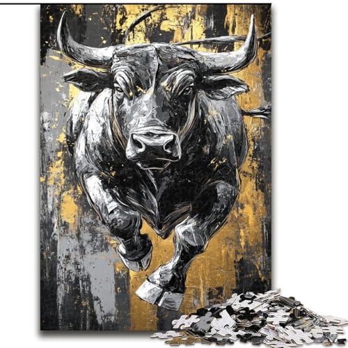 Puzzle für Erwachsene und Jugendliche, Schwarzer Goldbulle, für 14+, anspruchsvolles Spiel als Geschenk für die ganze Familie und Freunde (Größe 50x75cm) von LiJianXXE