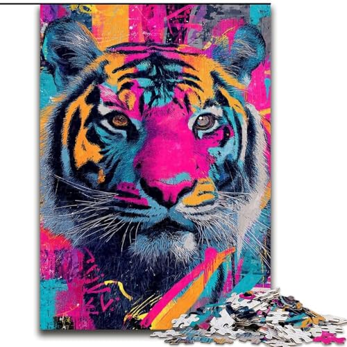 Puzzle für Erwachsene und Jugendliche, Tiger-Graffiti, für 14+, anspruchsvolles Spiel als Geschenk für die ganze Familie und Freunde (Größe 26x38cm) von LiJianXXE