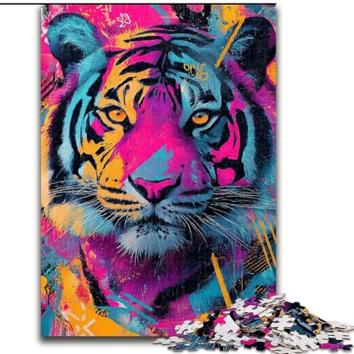 Puzzle für Erwachsene und Jugendliche, Tiger-Graffiti, für 14+, anspruchsvolles Spiel als Geschenk für die ganze Familie und Freunde (Größe 50x75cm) von LiJianXXE