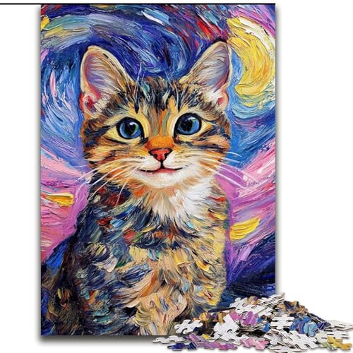 Puzzle für Erwachsene und Jugendliche, lächelnde Katze, für 14+, anspruchsvolles Spiel als Geschenk für die ganze Familie und Freunde (Größe 26x38cm) von LiJianXXE