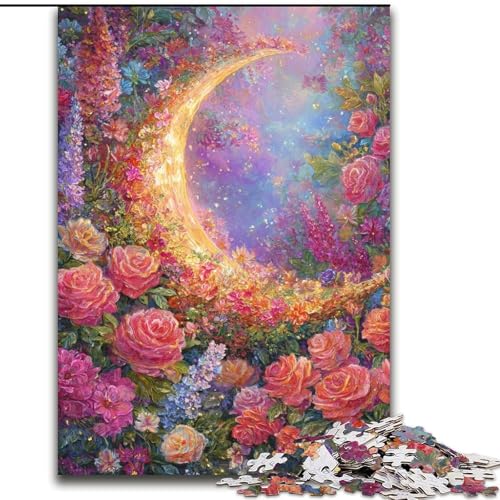 Puzzle für Erwachsene und Jugendliche Blumen Mond, für 14+ Anspruchsvolles Spiel als Geschenk für die ganze Familie und Freunde (Größe 26x38cm) von LiJianXXE