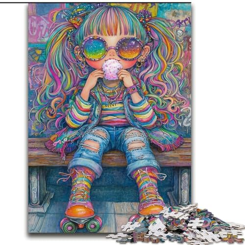 Puzzle für Erwachsene und Jugendliche Rainbow Girl, für 14+, anspruchsvolles Spiel als Geschenk für die ganze Familie und Freunde (Größe 26x38cm) von LiJianXXE