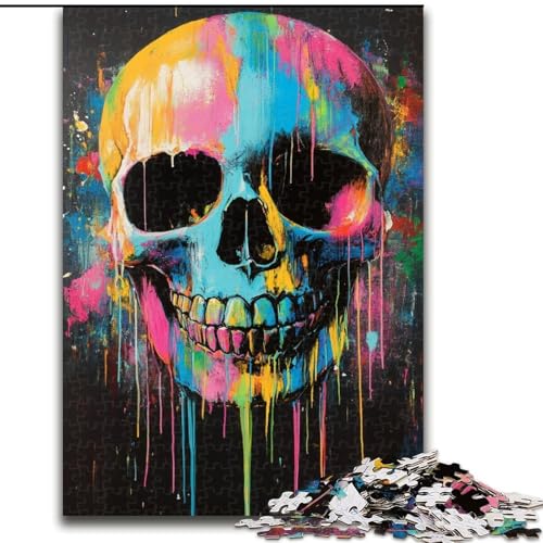 Puzzle für Teenager, 1000 Puzzles, Aquarell-Totenkopf, hilft dem Gehirn, süchtig machendes Spielzeug zu trainieren, um Geduld zu fördern und das Gedächtnis zu verbessern (Größe 50x75cm) von LiJianXXE