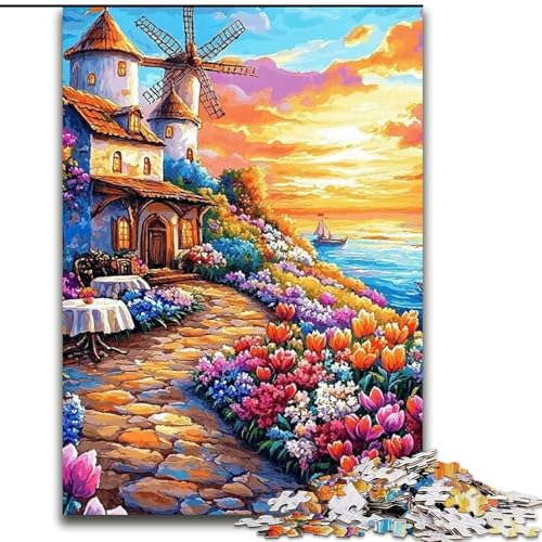 Puzzle für Teenager, 1000 Puzzles, Küstendorf, Dekomprimierendes intellektuelles Lernspielzeug, Geburtstagsgeschenk, Geschenke (Größe 50x75cm) von LiJianXXE