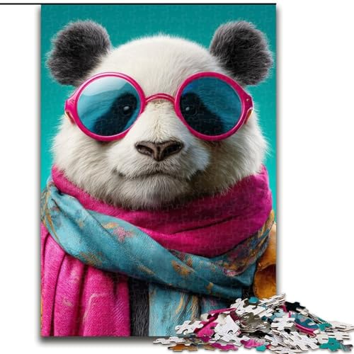 Puzzle für Teenager, 1000 Puzzles, Panda mit Schal, Dekomprimierendes intellektuelles Lernspielzeug, Geburtstagsgeschenk, Geschenke (Größe 26x38cm) von LiJianXXE