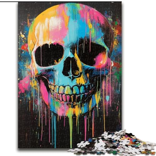 Puzzle für Teenager, 1000 Teile, Aquarell-Totenkopf, für Kinder ab 14 Jahren, Lernspiel, Herausforderung, Spielzeug, Geschenk zum Geburtstag (Größe 26x38cm) von LiJianXXE