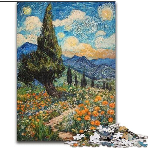 Puzzle für Teenager, 1000 Teile, Berggemälde von Van Gogh, Quizspiel, Wanddekoration, einzigartige Geburtstags (Größe 26x38cm) von LiJianXXE