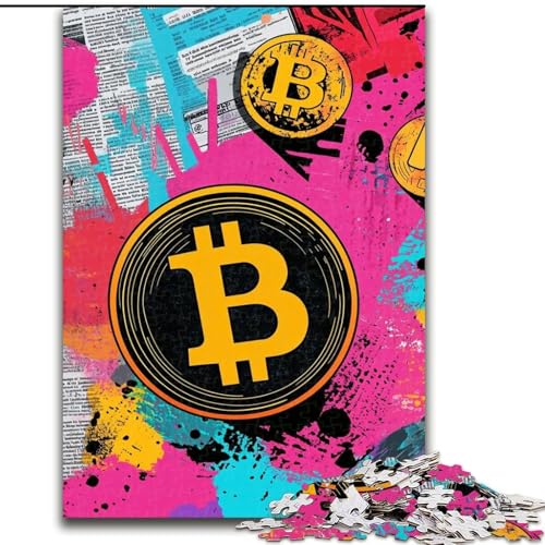 Puzzle für Teenager, 1000 Teile, Bitcoin-Logo, Quizspiel, Wanddekoration, einzigartige Geburtstags (Größe 26x38cm) von LiJianXXE