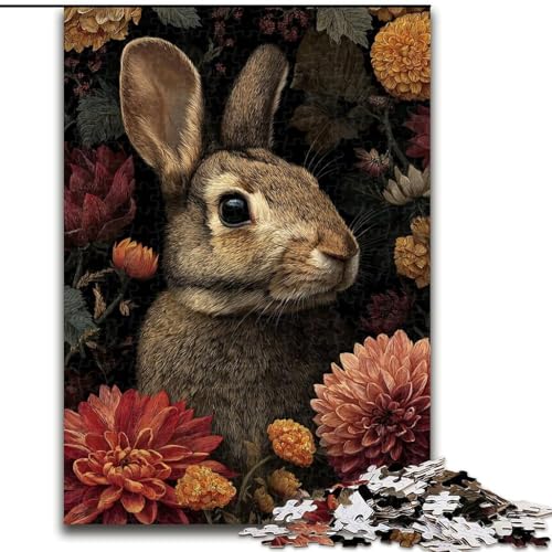 Puzzle für Teenager, 1000 Teile, Blumen, Häschen, Baby, für Kinder ab 14 Jahren, Lernspiel, Herausforderung, Spielzeug, Geschenk zum Geburtstag (Größe 26x38cm) von LiJianXXE