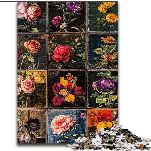 Puzzle für Teenager, 1000 Teile, Blumencollage, Quizspiel, Wanddekoration, einzigartige Geburtstags (Größe 26x38cm) von LiJianXXE