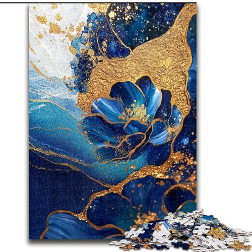 Puzzle für Teenager, 1000 Teile, Blumenkunst in Lila und Blaugrün, für Kinder ab 14 Jahren, Lernspiel, Herausforderung, Spielzeug, Geschenk zum Geburtstag (Größe 26x38cm) von LiJianXXE