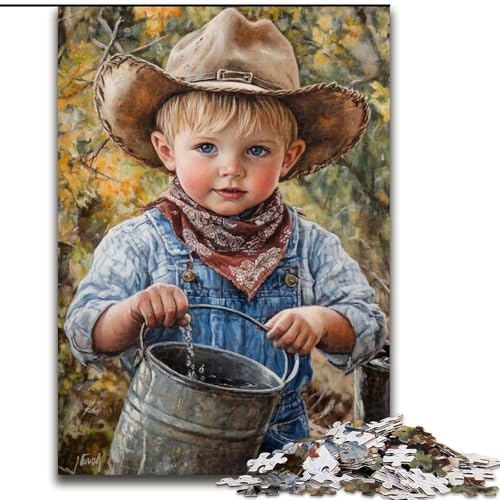Puzzle für Teenager, 1000 Teile, Cowboy-Junge, für Kinder ab 14 Jahren, Lernspiel, Herausforderung, Spielzeug, Geschenk zum Geburtstag (Größe 26x38cm) von LiJianXXE