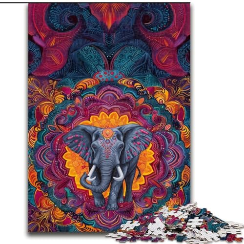 Puzzle für Teenager, 1000 Teile, Elefant, für Kinder ab 14 Jahren, Lernspiel, Herausforderung, Spielzeug, Geschenk zum Geburtstag (Größe 50x75cm) von LiJianXXE