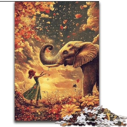 Puzzle für Teenager, 1000 Teile, Elefantenkunst, Quizspiel, Wanddekoration, einzigartige Geburtstags (Größe 26x38cm) von LiJianXXE