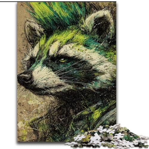 Puzzle für Teenager, 1000 Teile, Fantasy-Waschbär, Quizspiel, Wanddekoration, einzigartige Geburtstags (Größe 26x38cm) von LiJianXXE