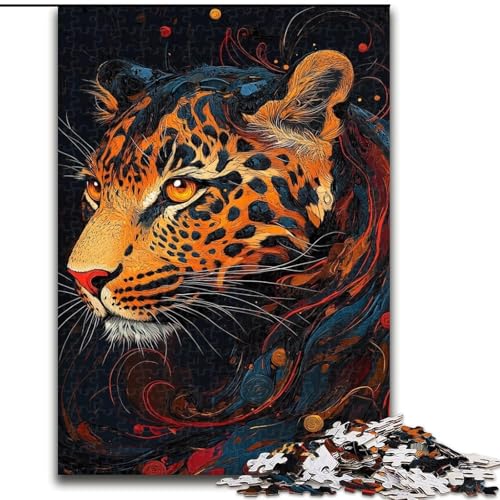 Puzzle für Teenager, 1000 Teile, Flammenleopard, für Kinder ab 14 Jahren, Lernspiel, Herausforderung, Spielzeug, Geschenk zum Geburtstag (Größe 26x38cm) von LiJianXXE