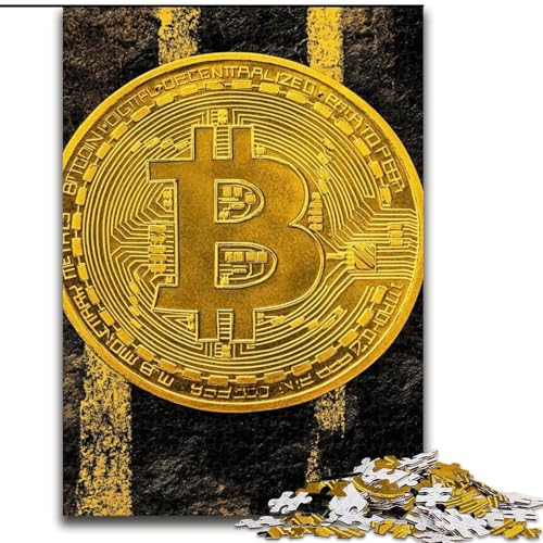 Puzzle für Teenager, 1000 Teile, Golden Bitcoin, für Kinder ab 14 Jahren, Lernspiel, Herausforderung, Spielzeug, Geschenk zum Geburtstag (Größe 50x75cm) von LiJianXXE