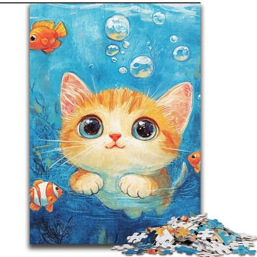 Puzzle für Teenager, 1000 Teile, Katze unter dem Meer, für Kinder ab 14 Jahren, Lernspiel, Herausforderung, Spielzeug, Geschenk zum Geburtstag (Größe 26x38cm) von LiJianXXE