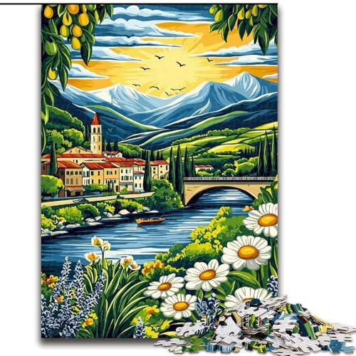 Puzzle für Teenager, 1000 Teile, Landschaftskunst, Familienspiel, Stressabbau, schwierige Herausforderung, stärkt die Liebe zwischen Paaren (Größe 50x75cm) von LiJianXXE