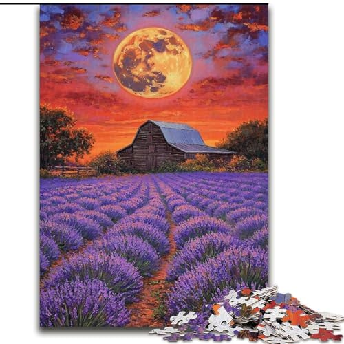 Puzzle für Teenager, 1000 Teile, Lavendel unter dem Mond, für Kinder ab 14 Jahren, Lernspiel, Herausforderung, Spielzeug, Geschenk zum Geburtstag (Größe 50x75cm) von LiJianXXE
