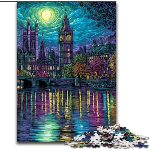 Puzzle für Teenager, 1000 Teile, London bei Nacht, Quizspiel, Wanddekoration, einzigartige Geburtstags (Größe 26x38cm) von LiJianXXE
