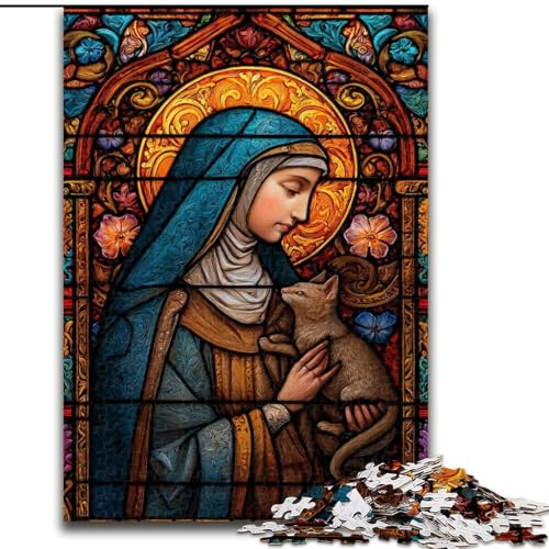 Puzzle für Teenager, 1000 Teile, Porträt von Maria, der Mutter, Familienspiel zum Stressabbau, schwierige Herausforderung, stärkt die Liebe zwischen Paaren (Größe 26x38cm) von LiJianXXE