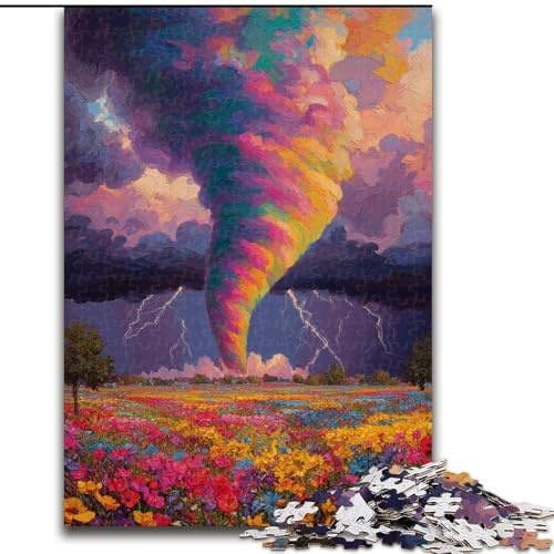 Puzzle für Teenager, 1000 Teile, Regenbogentornado, Quizspiel, Wanddekoration, einzigartige Geburtstags (Größe 26x38cm) von LiJianXXE