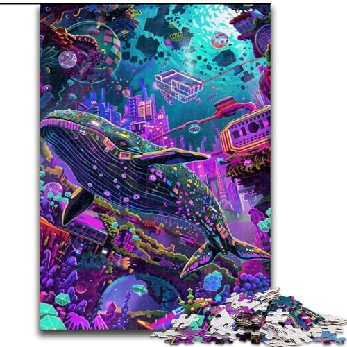 Puzzle für Teenager, 1000 Teile, Tier-Wal-Kunst, für Kinder ab 14 Jahren, Lernspiel, Herausforderung, Spielzeug, Geschenk zum Geburtstag (Größe 26x38cm) von LiJianXXE