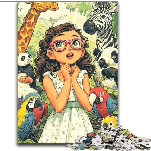 Puzzle für Teenager, 1000 Teile, Tiere und Mädchen, Quizspiel, Wanddekoration, einzigartige Geburtstags (Größe 26x38cm) von LiJianXXE