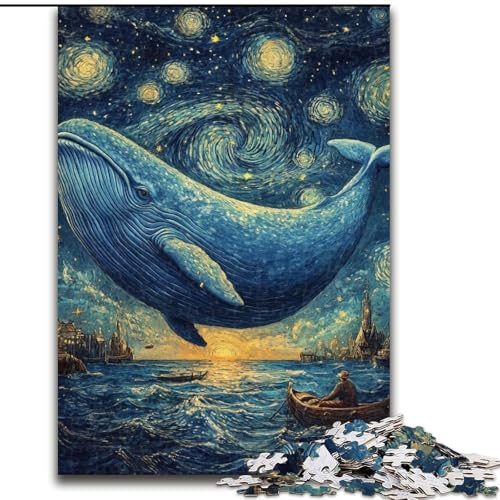 Puzzle für Teenager, 1000 Teile, Wale am Nachthimmel, für Kinder ab 14 Jahren, Lernspiel, Herausforderung, Spielzeug, Geschenk zum Geburtstag (Größe 26x38cm) von LiJianXXE